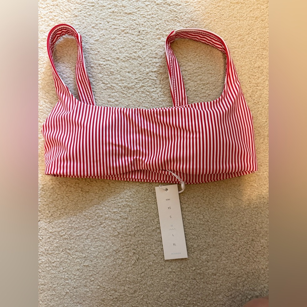 Red & White Stripe Bikini Top - Unbranded Women's Swim